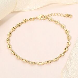 18K Gold Dipped Casual Mariner Link Chain Bracelet Simple Everyday Jewelry